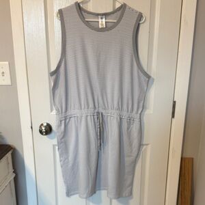 Gray Striped Sleeveless Dress